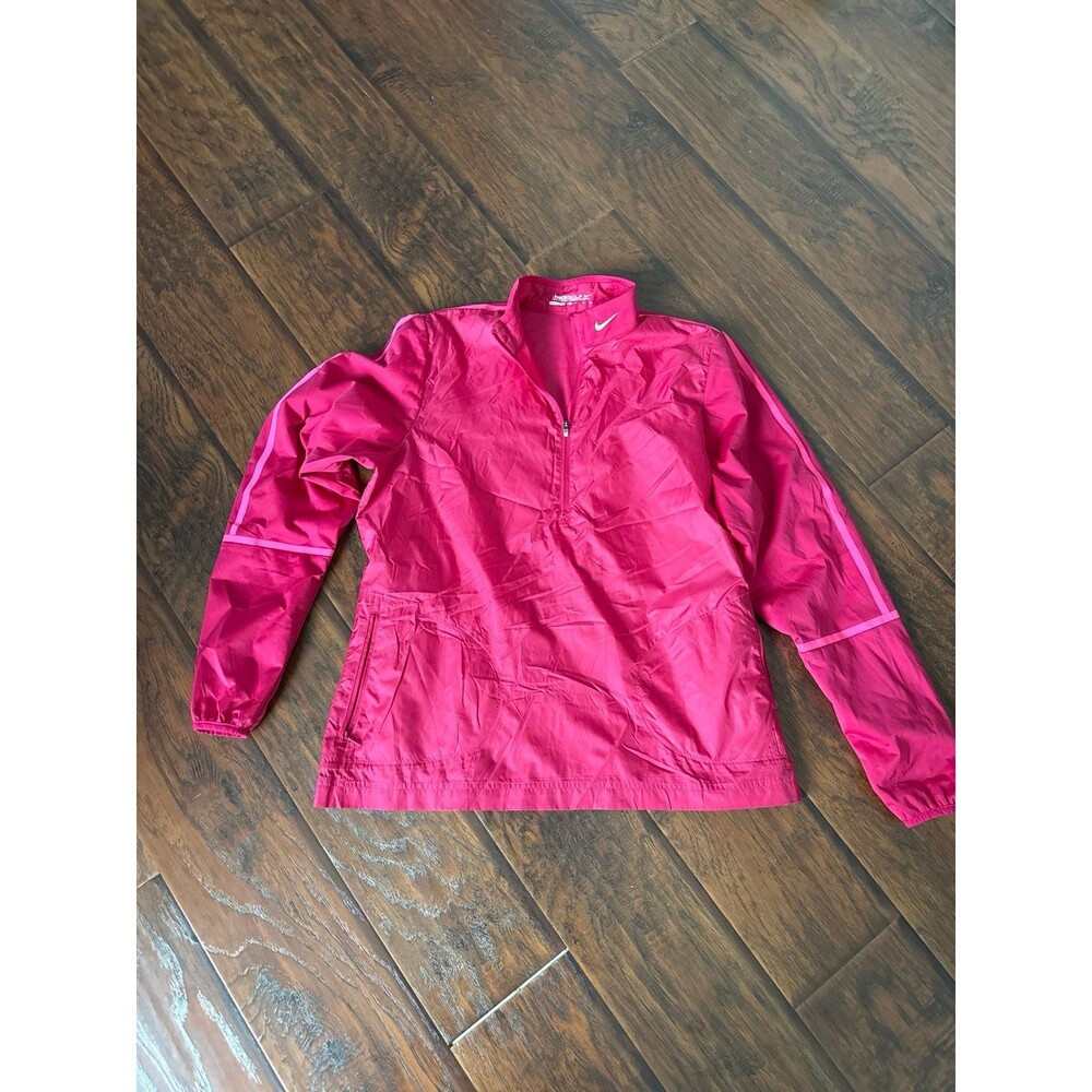 Nike Golf Womens Pullover Jacket Waterproof quarter Zip Pink nylon sz XL